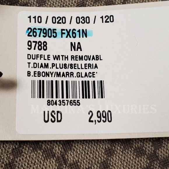 GUCCI TRAVEL LUGGAGE DUFFLE BAG DIAMANTE LOGO CANVAS w LEATHER SUITCASE - Picture 12 of 13